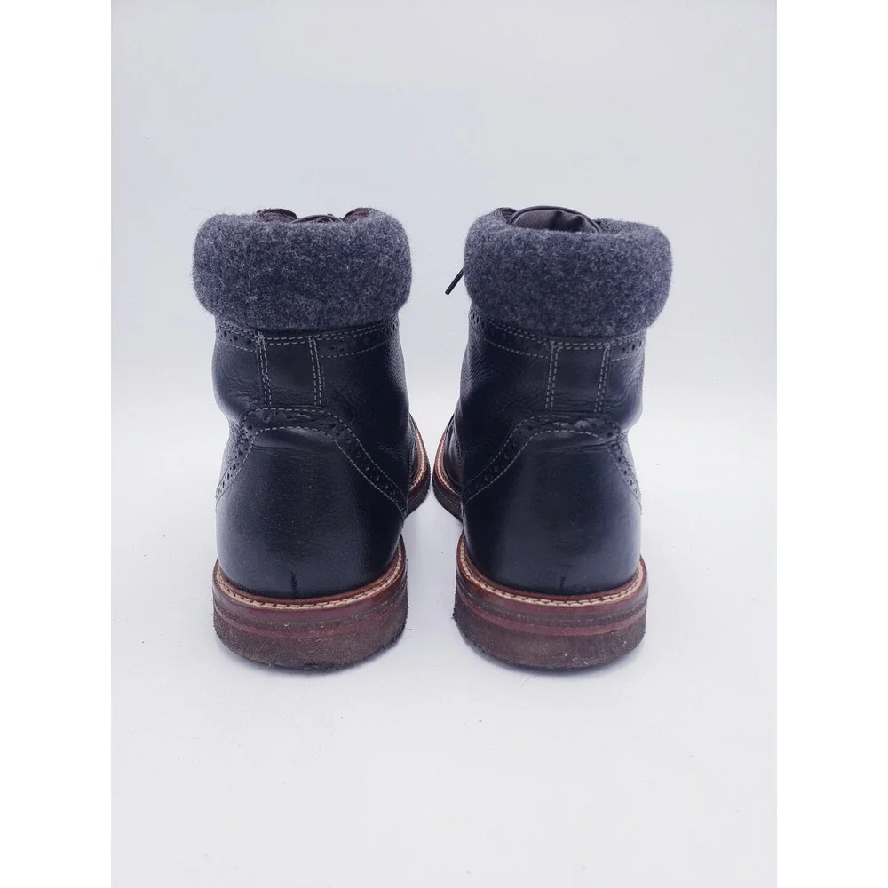 Johnston & Murphy Cap Toe Boot Black Leather Wool Cuff Mens Size 9